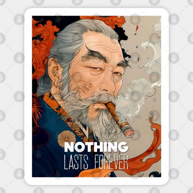 Puff Sumo: Nothing Lasts Forever, "世間は移り変わり" (Seken wa Utsurikawari) on a Dark Background Magnet by Puff Sumo